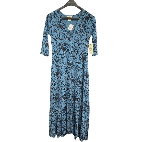 Mimi Maternity Cascade Floral Maternity Dress Size S Ankle Length 3/4 sleeves - Picture 2 of 13